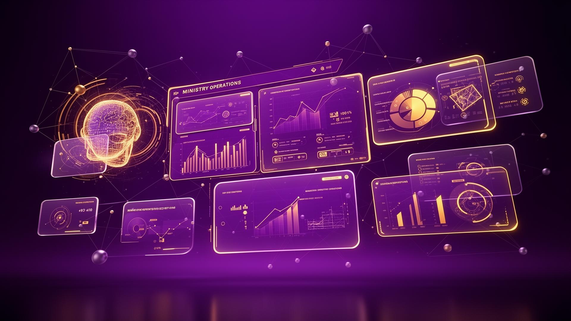 GSS AI Ministry OS futuristic dashboard